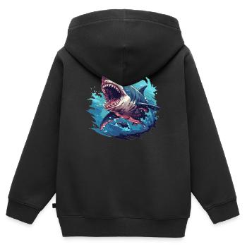 Haie Hai - Kinder Premium Organic Zip Hoodie - Schwarz - Hinten - AI Model Kid Male (0cm)