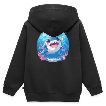 Haie Hai - Kinder Premium Organic Zip Hoodie - Schwarz - Hinten - AI Model Kid Male (0cm)