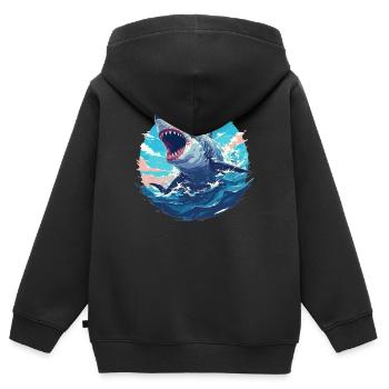 Haie Hai - Kinder Premium Organic Zip Hoodie - Schwarz - Hinten - AI Model Kid Male (0cm)