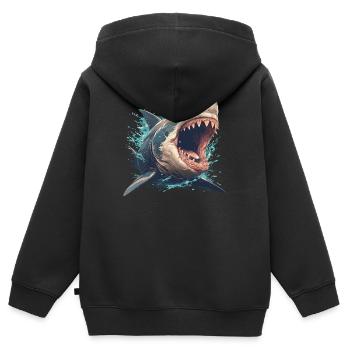 Haie Hai - Kinder Premium Organic Zip Hoodie - Schwarz - Hinten - AI Model Kid Male (0cm)
