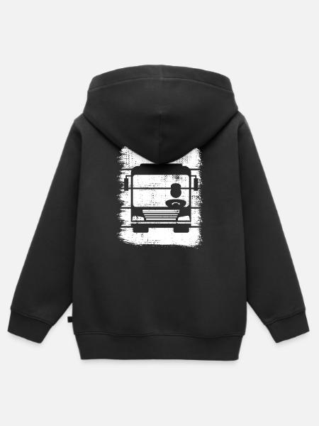 Retro Buschauffeur - Kinder Premium zip hoodie biologisch - zwart