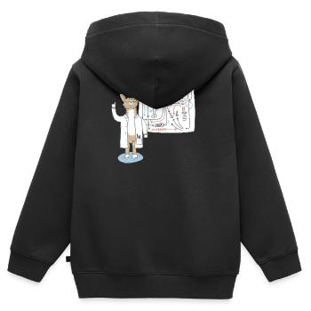 Lama als Wissenschaftler erklärt Zusammenhänge - Kinder Premium Organic Zip Hoodie - Schwarz - Hinten - AI Model Kid Male (0cm)