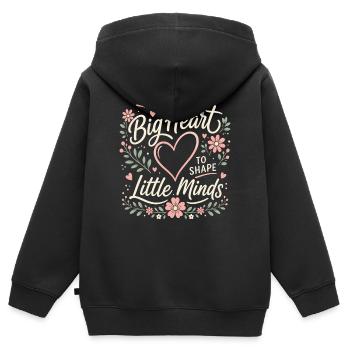 Big Heart Little Minds - Lehrer Herz Erzieherin - Kinder Premium Organic Zip Hoodie - Schwarz - Hinten - AI Model Kid Male (0cm)