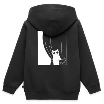  Schwarzen und Weißen Katzen  - Kinder Premium Organic Zip Hoodie - Schwarz - Hinten - AI Model Kid Male (0cm)