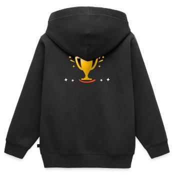 Pokal - Kinder Premium Organic Zip Hoodie - Schwarz - Hinten - AI Model Kid Male (0cm)