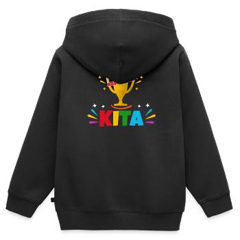 Kita pokal abschluss - Kinder Premium Organic Zip Hoodie - Schwarz - Hinten - AI Model Kid Male (0cm)