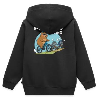 E-Bike à peine tenté Funny Grizzly - Sweat Premium à capuche zippé enfant bio - noir - Dos - AI Model Kid Male (0cm)