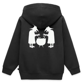 Hexen beim Zaubertrankrühren - Kinder Premium Organic Zip Hoodie - Schwarz - Hinten - AI Model Kid Male (0cm)