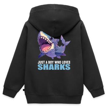 Haie Hai - Kinder Premium Organic Zip Hoodie - Schwarz - Hinten - AI Model Kid Male (0cm)