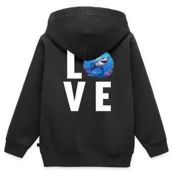 Haie Hai - Kinder Premium Organic Zip Hoodie - Schwarz - Hinten - AI Model Kid Male (0cm)