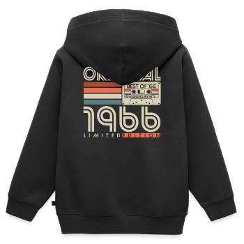 Cadeau d’anniversaire rétro vintage Born 1966 - Sweat Premium à capuche zippé enfant bio - noir - Dos - AI Model Kid Male (0cm)