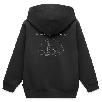 I am not afraid of the storms (with sailboat) - Kids Premium Organic Zip-up Hoodie - black - Back - AI Model Kid Male (0cm)