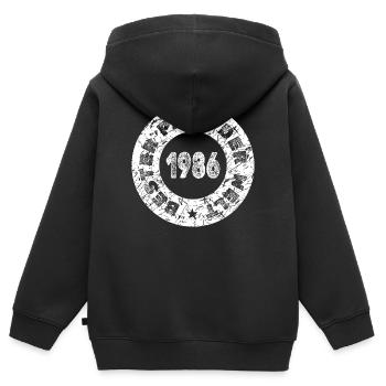 Charrette à main 1986 - Sweat Premium à capuche zippé enfant bio - noir - Dos - AI Model Kid Male (0cm)