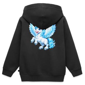 Fliegendes Pegasus-Pferd - Kinder Premium Organic Zip Hoodie - Schwarz - Hinten - AI Model Kid Male (0cm)
