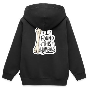 Autocollant Découverte d’Humerus - Sweat Premium à capuche zippé enfant bio - noir - Dos - AI Model Kid Male (0cm)