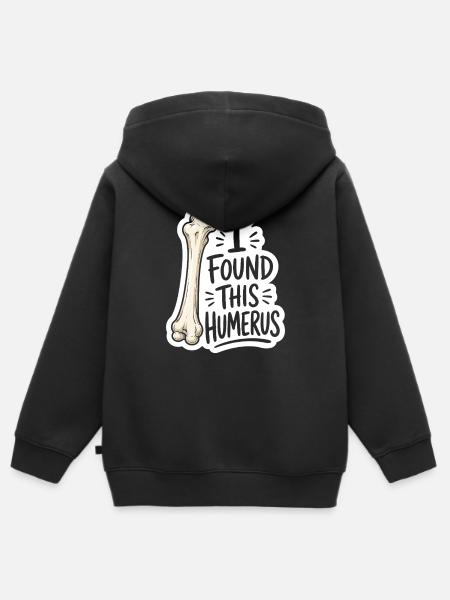Humerus Fund Sticker - Premium børne zip-hættetrøje økologisk - sort