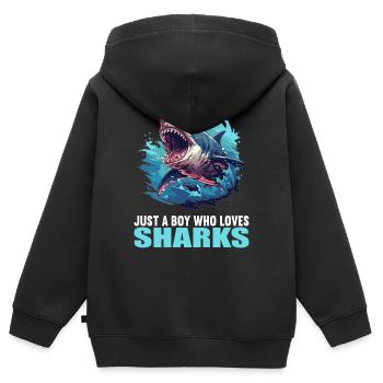 Haie Hai - Kinder Premium Organic Zip Hoodie - Schwarz - Hinten - AI Model Kid Male (0cm)