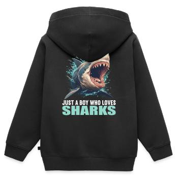 Haie Hai - Kinder Premium Organic Zip Hoodie - Schwarz - Hinten - AI Model Kid Male (0cm)