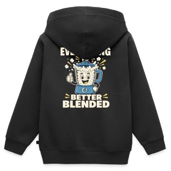 Cadeau de collation riche en protéines pour les amateurs de gastronomie - Sweat Premium à capuche zippé enfant bio - noir - Dos - AI Model Kid Male (0cm)