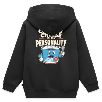 Cadeau de collation riche en protéines pour les amateurs de gastronomie - Sweat Premium à capuche zippé enfant bio - noir - Dos - AI Model Kid Male (0cm)