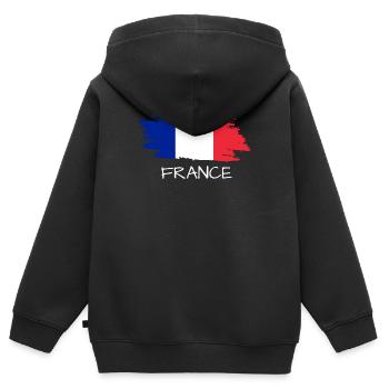 Drapeau français - Sweat Premium à capuche zippé enfant bio - noir - Dos - AI Model Kid Male (0cm)