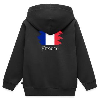 Drapeau français - Sweat Premium à capuche zippé enfant bio - noir - Dos - AI Model Kid Male (0cm)