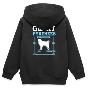 Chien des Pyrénées - Sweat Premium à capuche zippé enfant bio - noir - Dos - AI Model Kid Male (0cm)