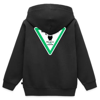 Nachteule Bitte nicht vor 10 Uhr ansprechen - Kinder Premium Organic Zip Hoodie - Schwarz - Hinten - AI Model Kid Male (0cm)
