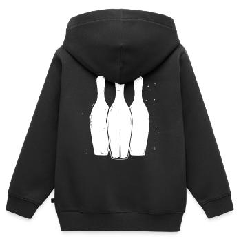Bowling Pins - Kinder Premium Organic Zip Hoodie - Schwarz - Hinten - AI Model Kid Male (0cm)