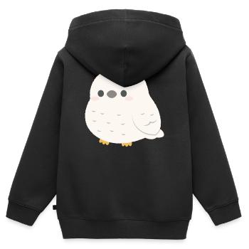 Charme douillet de la chouette des neiges - Sweat Premium à capuche zippé enfant bio - noir - Dos - AI Model Kid Male (0cm)