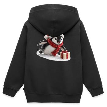 Weihnachts Pinguin - Kinder Premium Organic Zip Hoodie - Schwarz - Hinten - AI Model Kid Male (0cm)