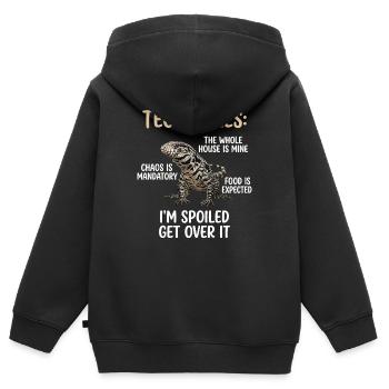 Tegu règne le reptile choyé - Sweat Premium à capuche zippé enfant bio - noir - Dos - AI Model Kid Male (0cm)