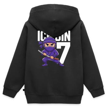 Ich bin 7 siebter Geburtstag Ninja - Kids Premium Organic Zip-up Hoodie - black - Back - AI Model Kid Male (0cm)
