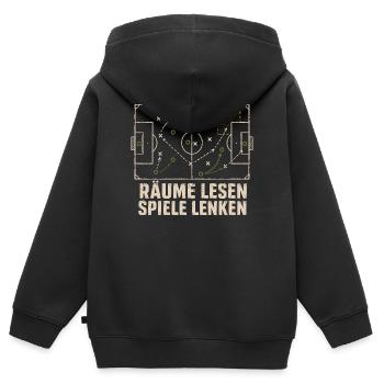 Fußball Taktik Räume lesen Spiele lenken - Kinder Premium Organic Zip Hoodie - Schwarz - Hinten - AI Model Kid Male (0cm)