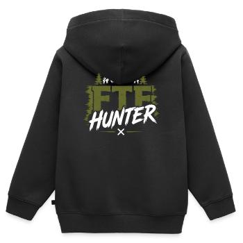 FTE Hunter en plein air - Sweat Premium à capuche zippé enfant bio - noir - Dos - AI Model Kid Male (0cm)