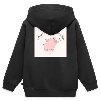 I think my pig is whistling - Kinder Premium Organic Zip Hoodie - Schwarz - Hinten - AI Model Kid Male (0cm)