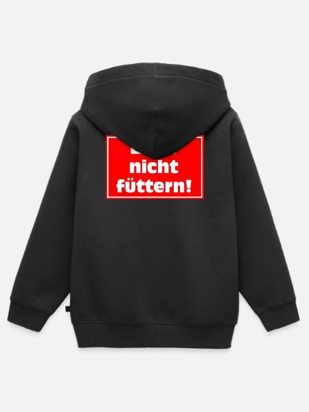 Bitte Nicht Füttern Warnzeichen - Kinder Premium Organic Zip Hoodie - Schwarz
