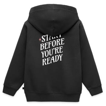 Commence avant d’être prêt - Sweat Premium à capuche zippé enfant bio - noir - Dos - AI Model Kid Male (0cm)