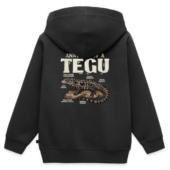 L’anatomie d’un tegus - Sweat Premium à capuche zippé enfant bio - noir - Dos - AI Model Kid Male (0cm)