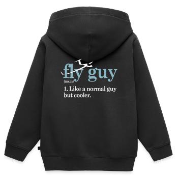 FLY GUY - Sweat Premium à capuche zippé enfant bio - noir - Dos - AI Model Kid Male (0cm)