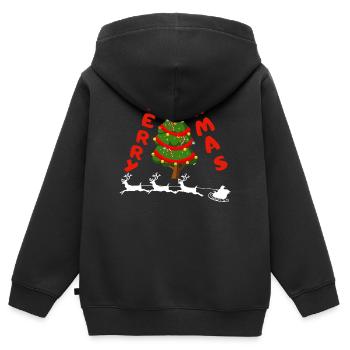 Christmas - Kinder Premium Organic Zip Hoodie - Schwarz - Hinten - AI Model Kid Male (0cm)