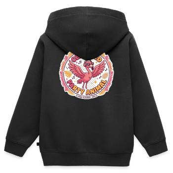 Badge DJ Flamingo de fête - Sweat Premium à capuche zippé enfant bio - noir - Dos - AI Model Kid Male (0cm)