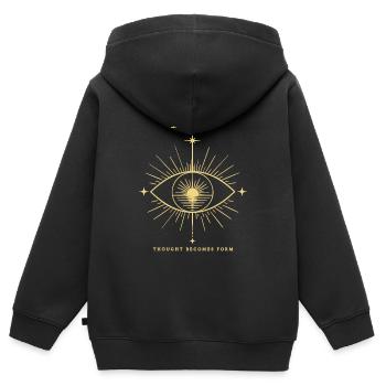 111 Manifestation - Sweat Premium à capuche zippé enfant bio - noir - Dos - AI Model Kid Male (0cm)