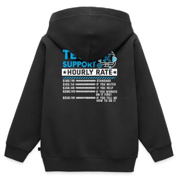 Assistance technique : Sarcasme cadeau de cadeaux à taux horaire - Sweat Premium à capuche zippé enfant bio - noir - Dos - AI Model Kid Male (0cm)