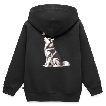 4. Siberian Husky Gift for Dog Owners - Kids Premium Organic Zip-up Hoodie - black - Back - AI Model Kid Male (0cm)