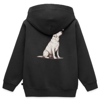 Labrador Retriever avec croquis papillon - Sweat Premium à capuche zippé enfant bio - noir - Dos - AI Model Kid Male (0cm)
