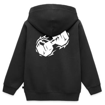 Icône d’haltère - Sweat Premium à capuche zippé enfant bio - noir - Dos - AI Model Kid Male (0cm)