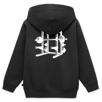 Training Gewichte Hanteln - Kinder Premium Organic Zip Hoodie - Schwarz - Hinten - AI Model Kid Male (0cm)