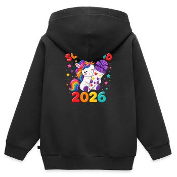 Schulkind 2026 Einhorn Einschulung Mädchen - Kinder Premium Organic Zip Hoodie - Schwarz - Hinten - AI Model Kid Male (0cm)