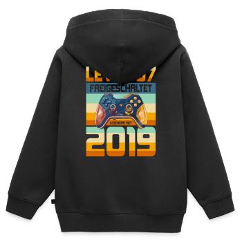 7. Geburtstag Junge Mädchen 2019 Gaming Gamer - Kinder Premium Organic Zip Hoodie - Schwarz - Hinten - AI Model Kid Male (0cm)